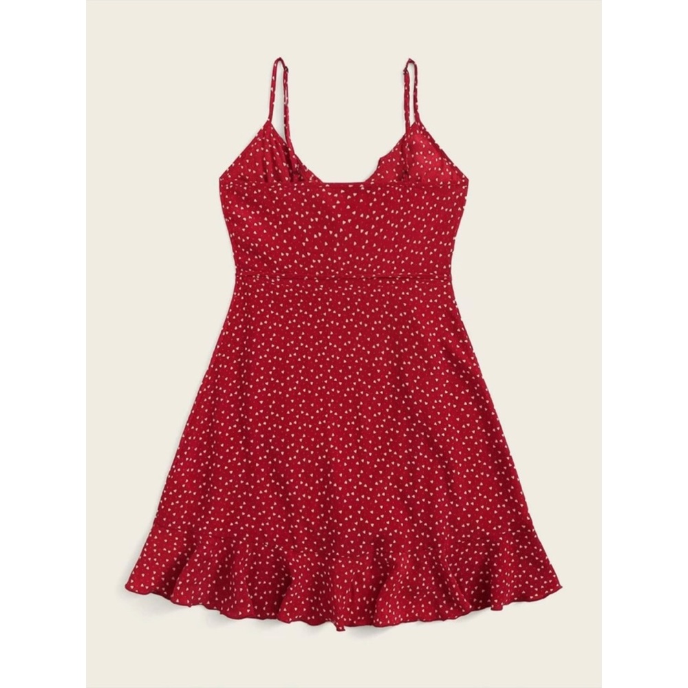 PLUS confetti heart dot dress ruffle red white - Picture 3 of 7